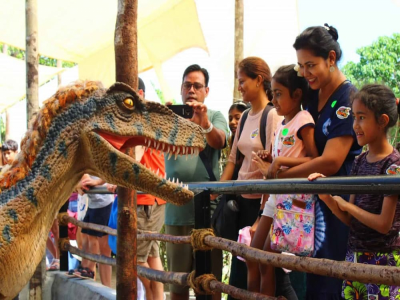 Tourists at Jurassic croc section Crocodile Adventureland Langkawi